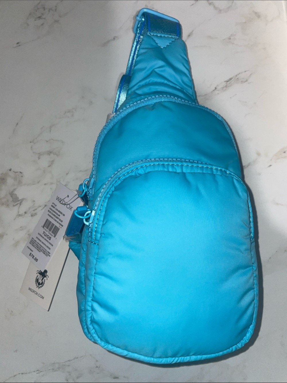 Wildfox Bright Turquoise Quilted Crossbody Sling Bag